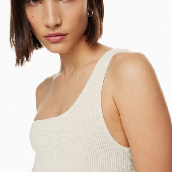 **NWT** Aritzia Babaton Sculpt Knit One-Shoulder Dress -- Cement Blue -- XXS - Picture 2 of 6